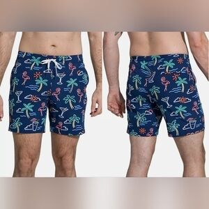 Chubbies The Neon Lights 7" Navy Graphic Stretch Shorts/Swim Trunks Sz Small NEW